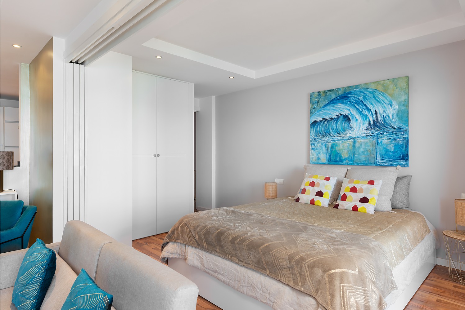 Dormitorio Pie de playa, gran vista, pleno centro