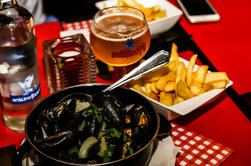 Bruselas comida y cerveza a pie con mejillones