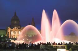 Tour guiado por la noche con la fuente mágica en autobús en Barcelona