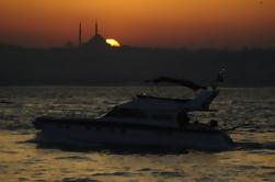 Bosphorus, pôr do sol, cruzeiro, privado, iate